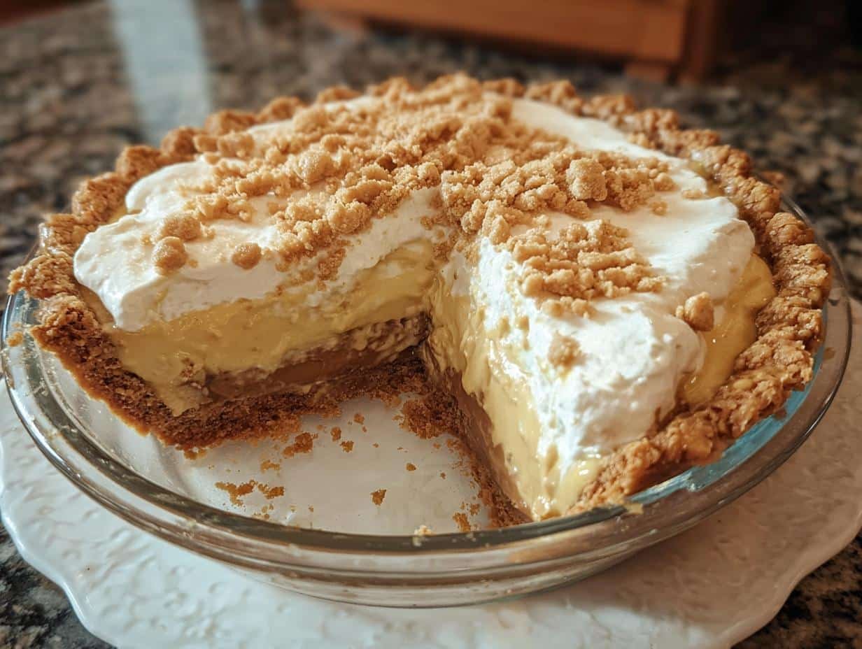 Amish Peanut Butter Cream: Amazing No-Bake Pie - A close-up of the creamy, layered Amish Peanut Butter Cream pie