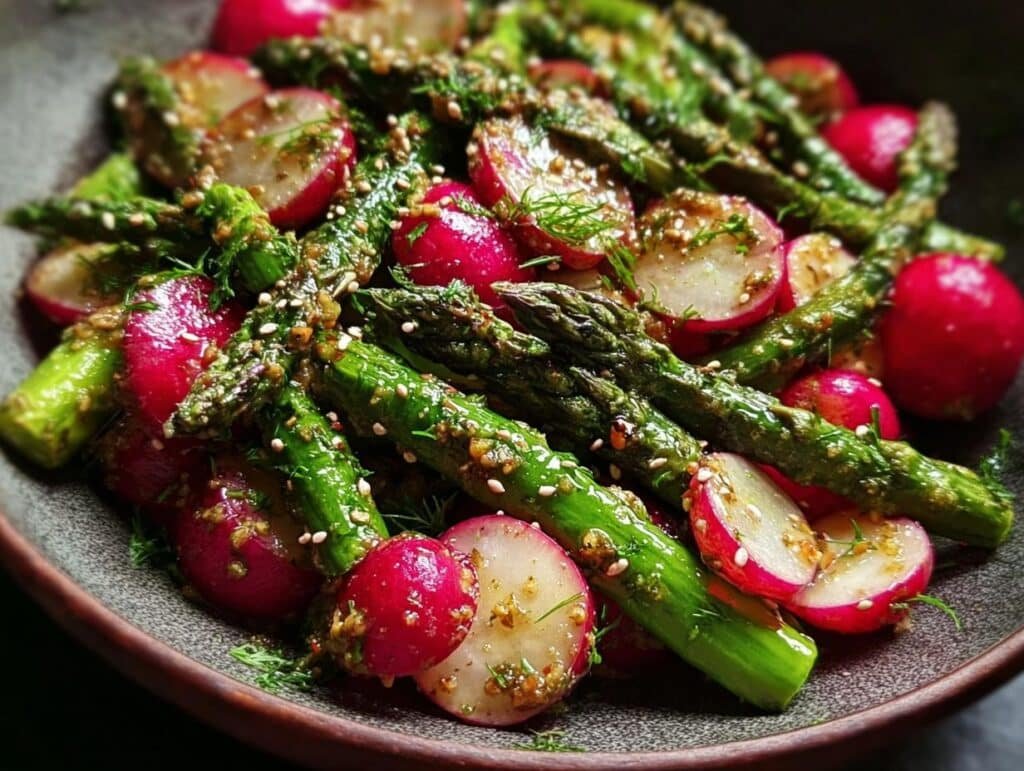 Roasted Asparagus Radishes Mustard