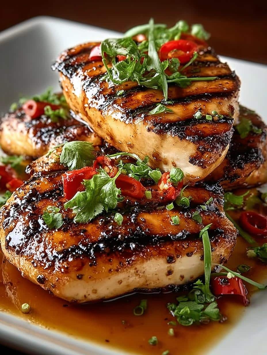 Irresistible Calabrian Chili Grilled Chicken sizzling on the grill
