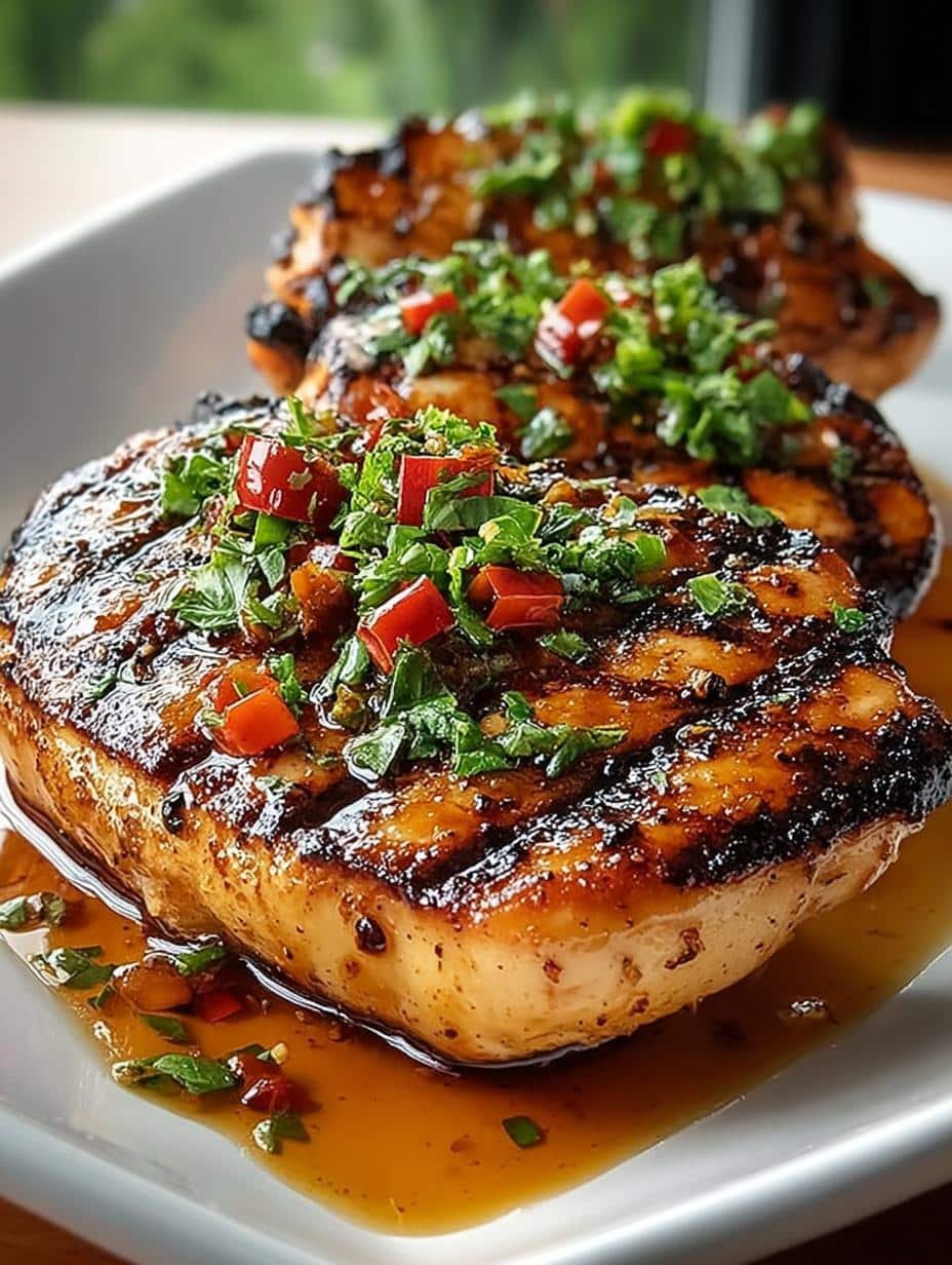 Deliciously marinated Calabrian Chili Grilled Chicken ready to serve