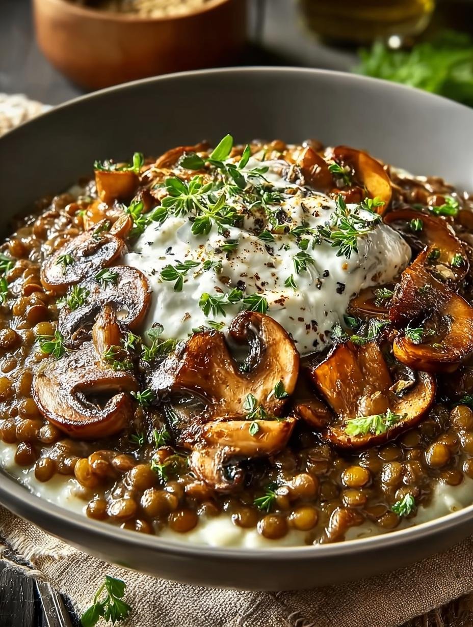 Delicious Mushroom Lentil Stroganoff in 25 Minutes - Mushroom Lentil Stroganoff - main visual representation