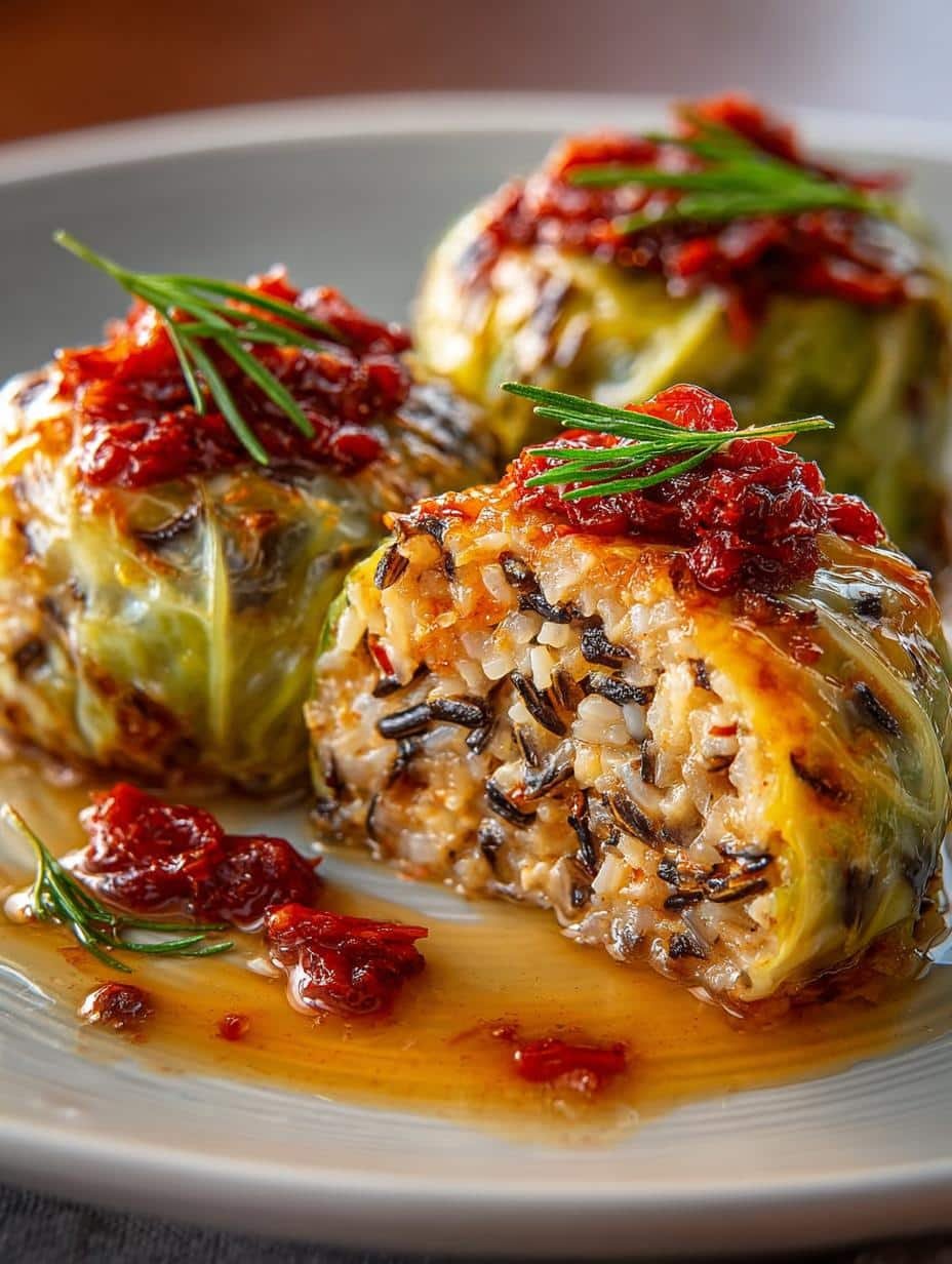 Wild Rice Mushroom Stuffed Cabbage Rolls for Thanksgiving - Wild Rice Mushroom Stuffed - main visual representation