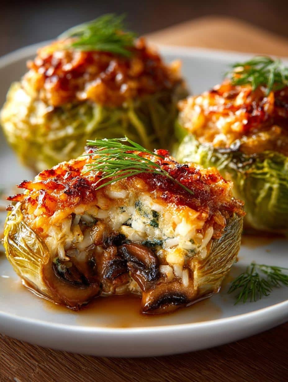 Wild Rice Mushroom Stuffed Cabbage Rolls for Thanksgiving - Wild Rice Mushroom Stuffed - additional detail
