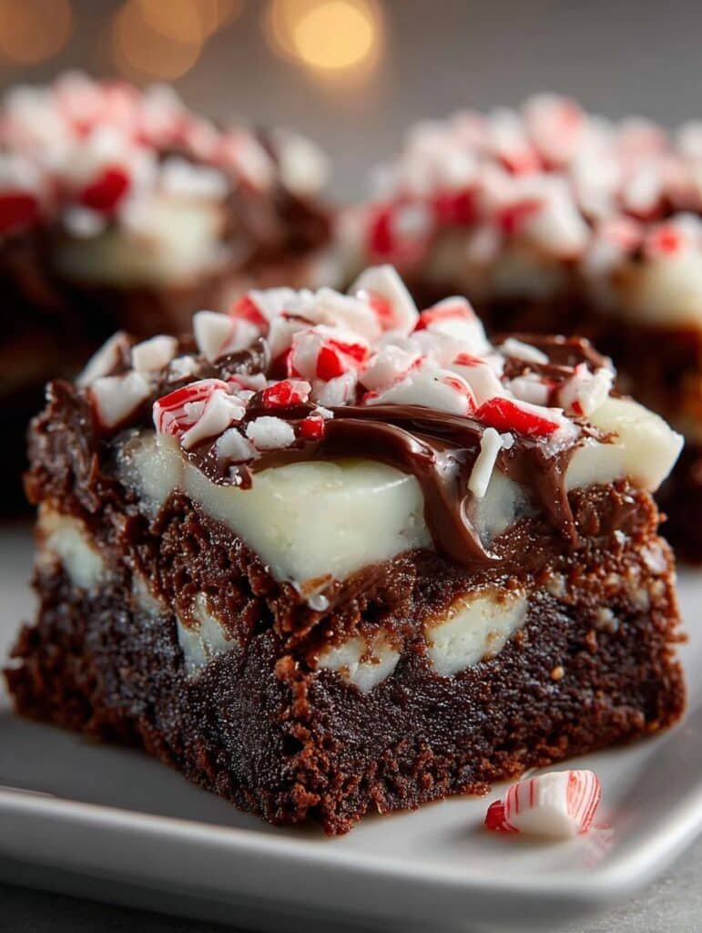 Christmas Peppermint Bark Brownie