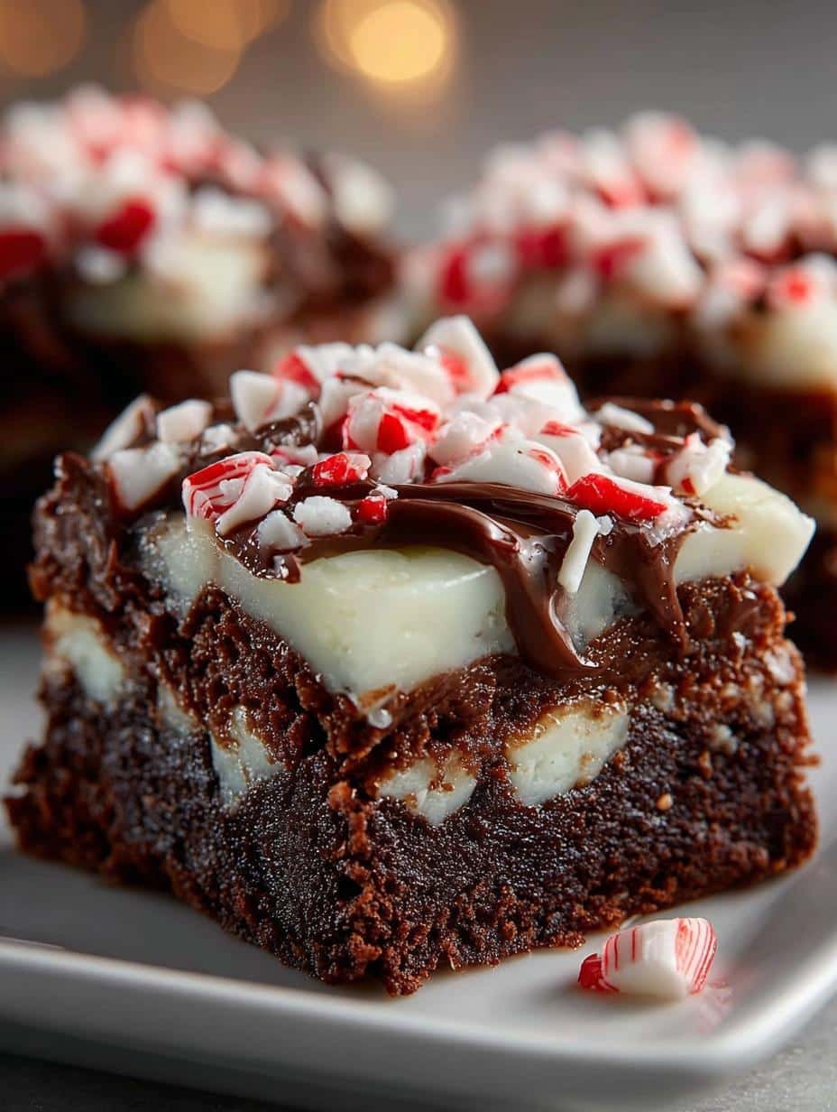 Christmas Peppermint Bark Brownie