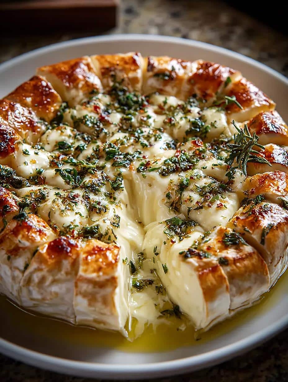 Garlic Herb Baked Brie