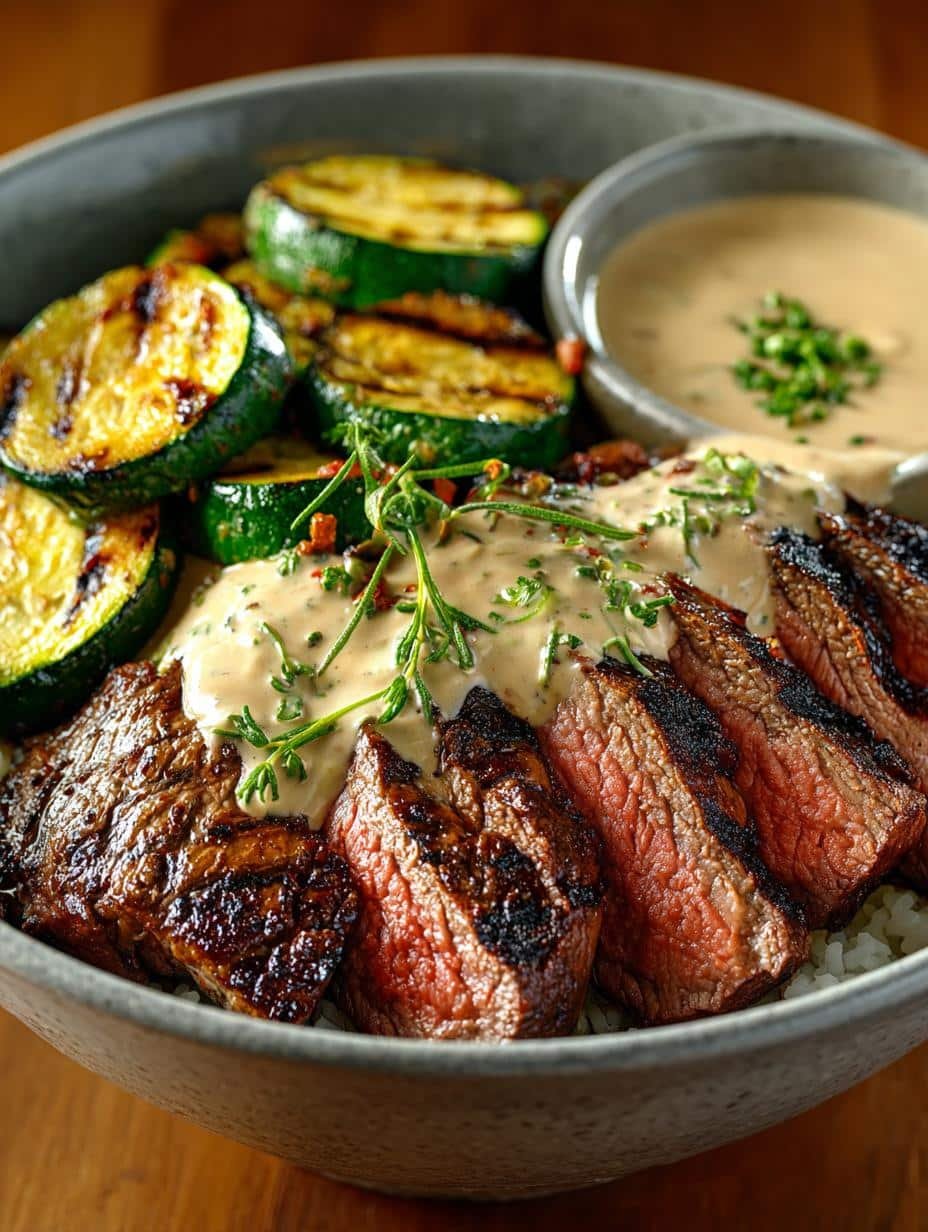 Irresistible Grilled Steak Bowl with Creamy Sauce - Grilled Steak Bowl with - additional detail