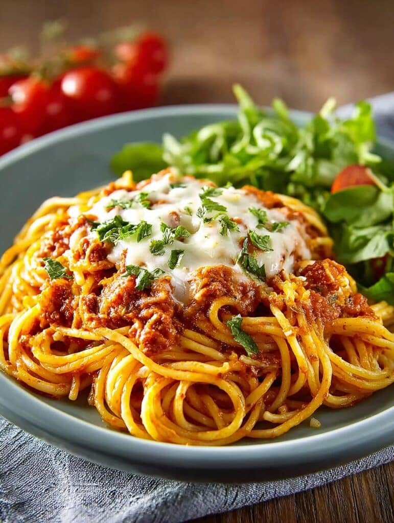 Healthy Southern Baked Spaghetti