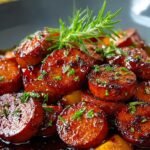 Spicy Peach Glazed Kielbasa