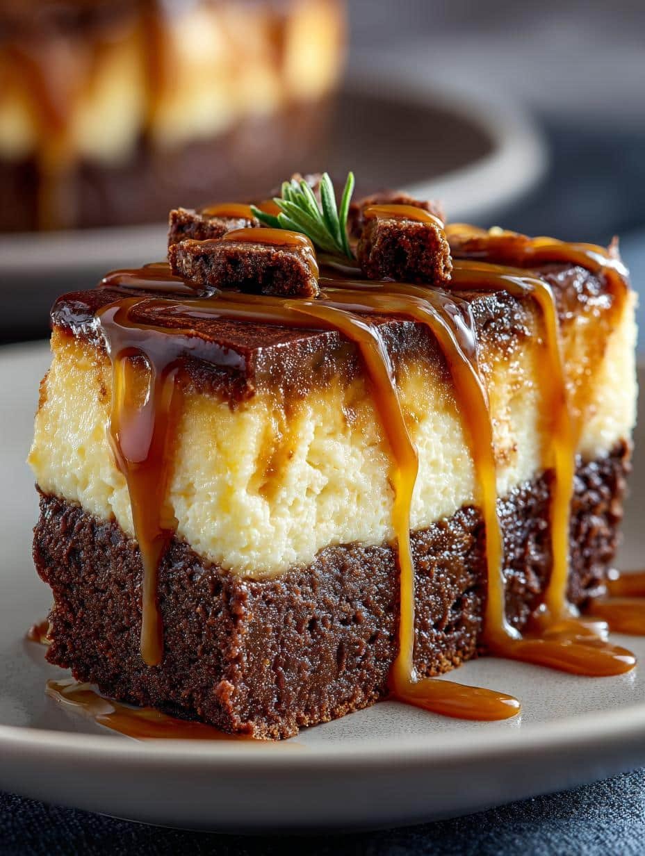 Caramel Brownie Cheesecake Bliss: 12 Layers of Indulgence - Caramel Brownie Cheesecake Bliss - main visual representation