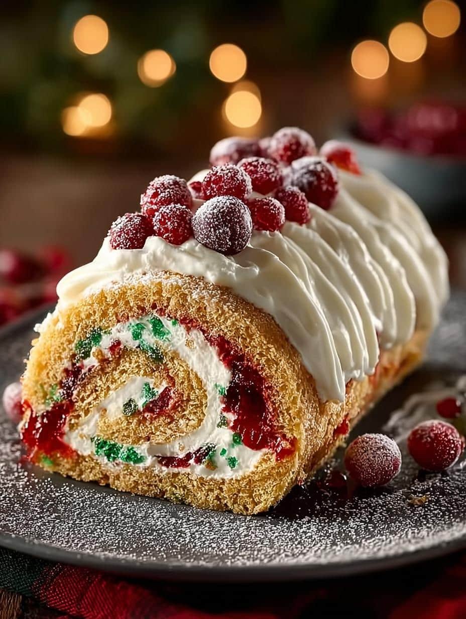 Light and Festive Christmas Cake Roll for the Holidays - Christmas Cake Roll - additional detail