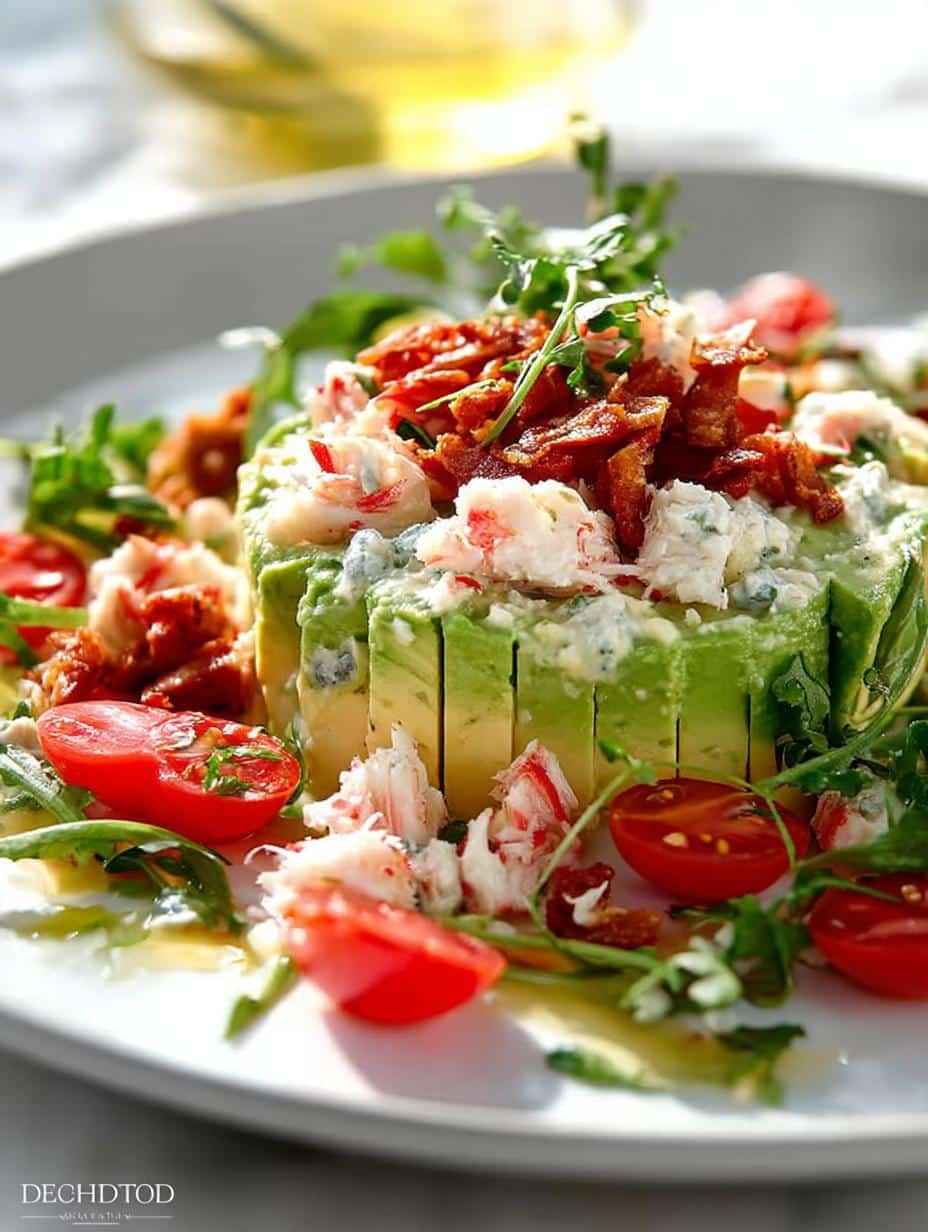 Delicious Crab Avocado Salad served elegantly with fresh ingredients