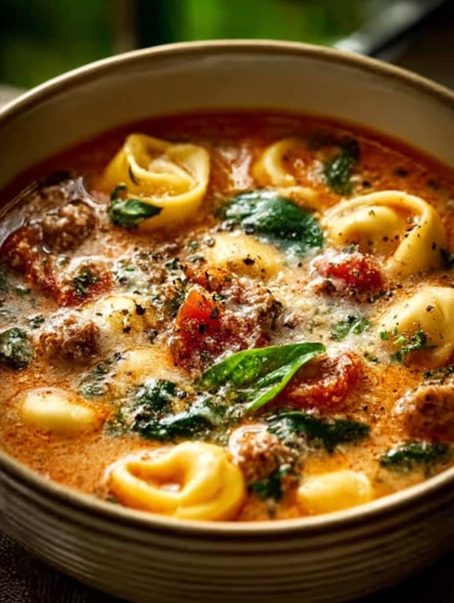 Crockpot Sausage Tortellini Soup