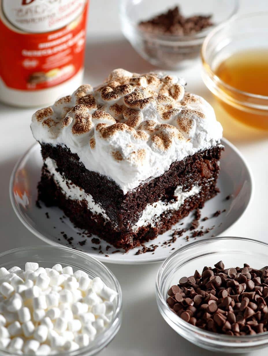 Delicious Marshmallow Chocolate Poke Cake Recipe - Marshmallow Chocolate Poke Cake - additional detail