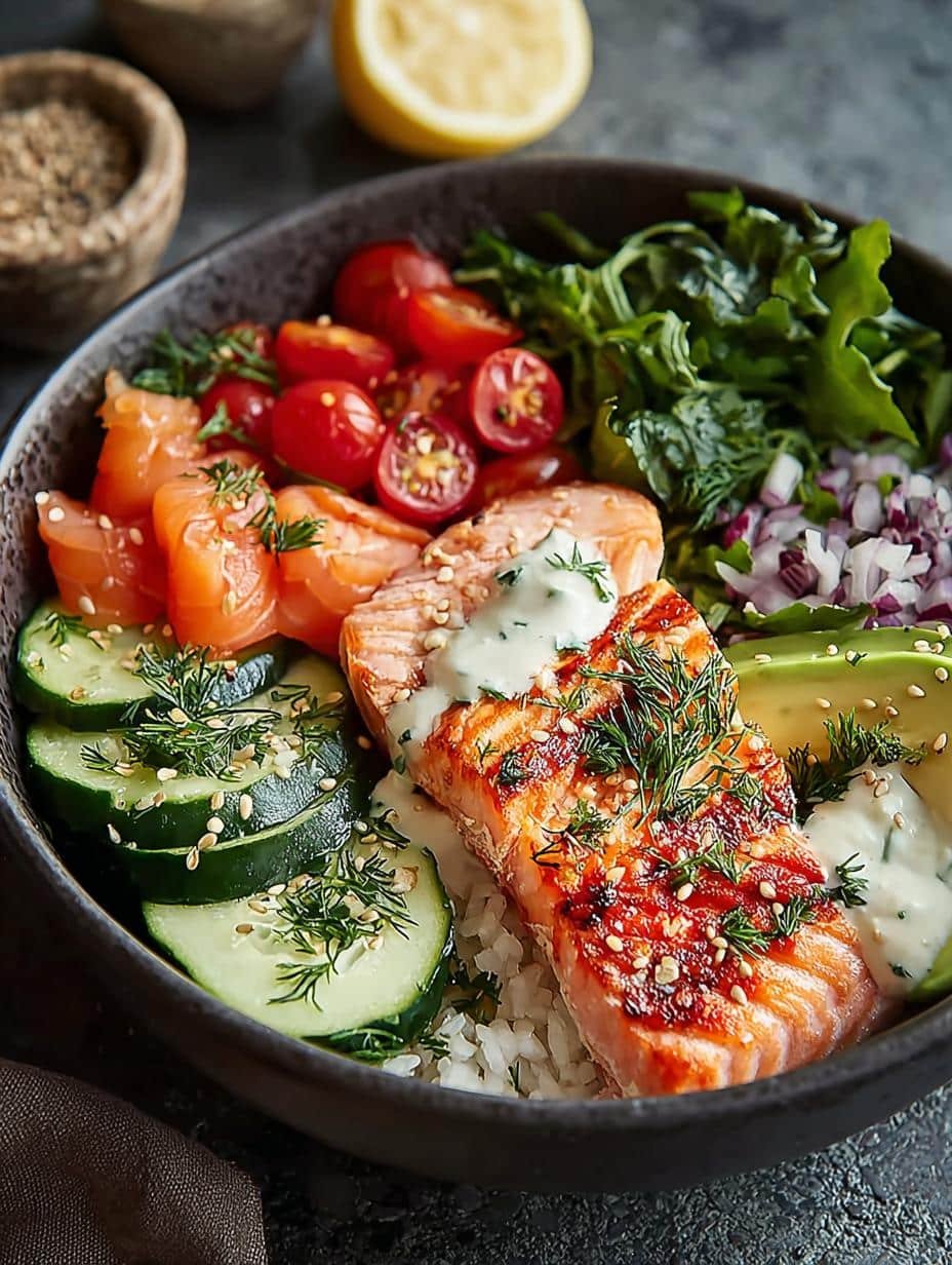 Mediterranean Salmon Bowls: 7 Deliciously Healthy Recipes - Mediterranean Salmon Bowls - main visual representation