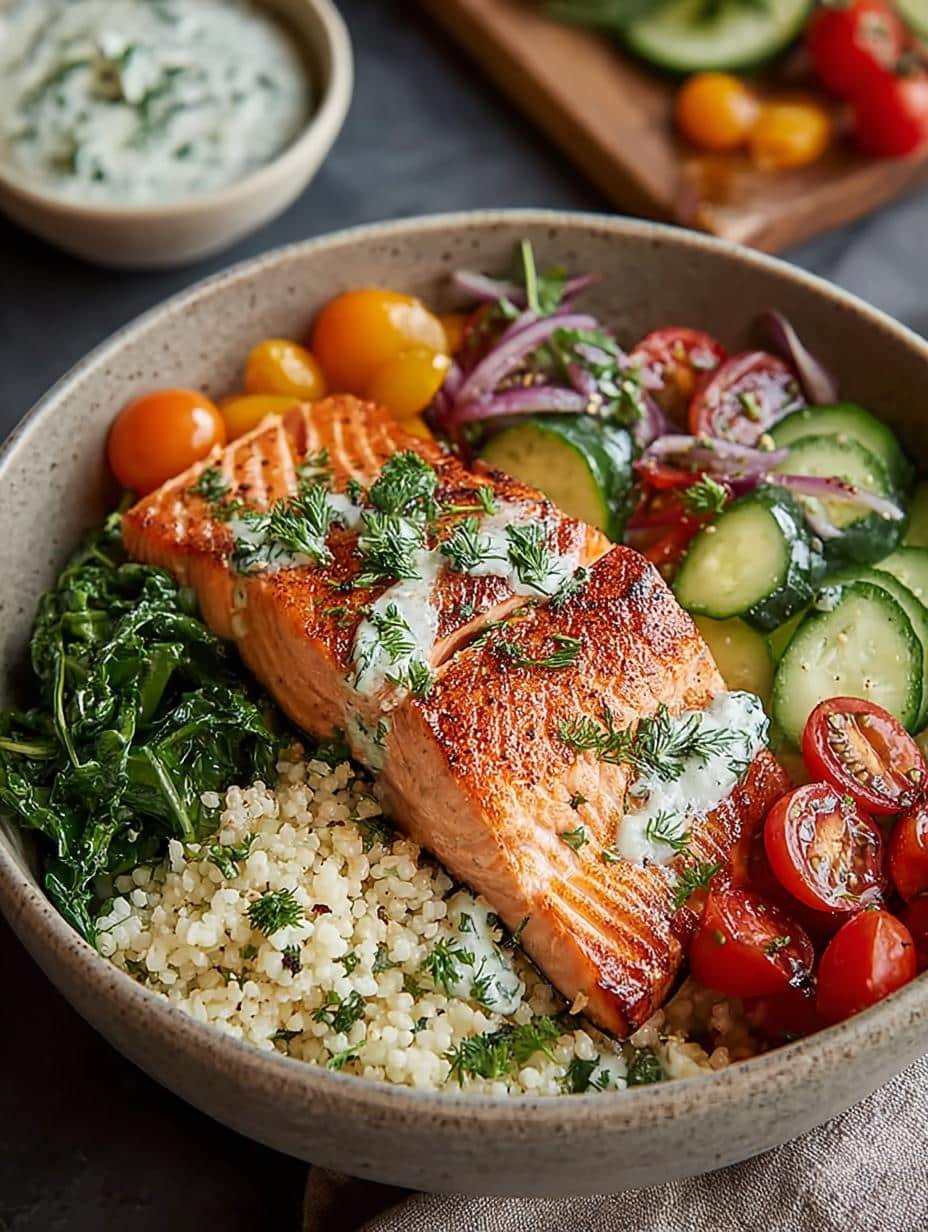 Mediterranean Salmon Bowls: 7 Deliciously Healthy Recipes - Mediterranean Salmon Bowls - additional detail