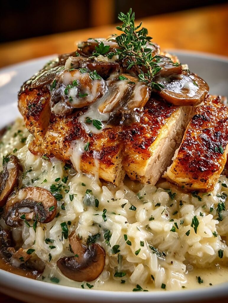 Mushroom Gruyere Chicken Rice