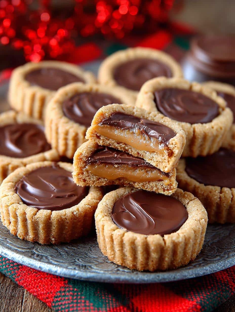 Irresistible Peanut Butter Cup Cookies fresh from the oven on a cooling rack