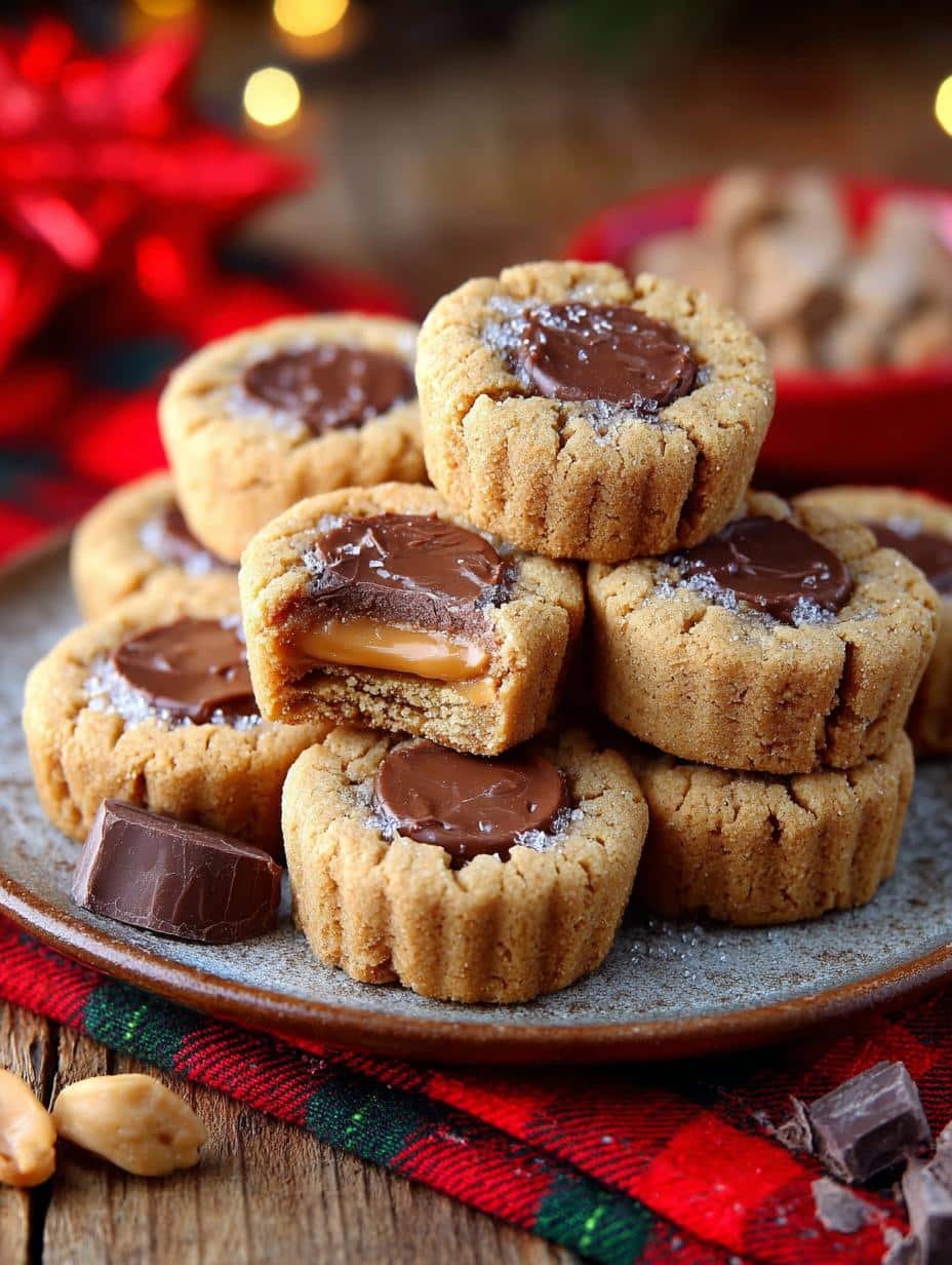 Peanut Butter Cup Cookies baking process showing dough and Reese's cups