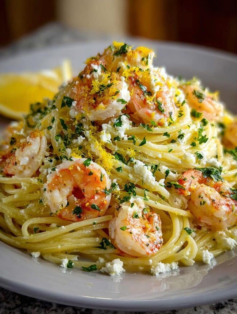 Shrimp Lemon Ricotta Spaghetti