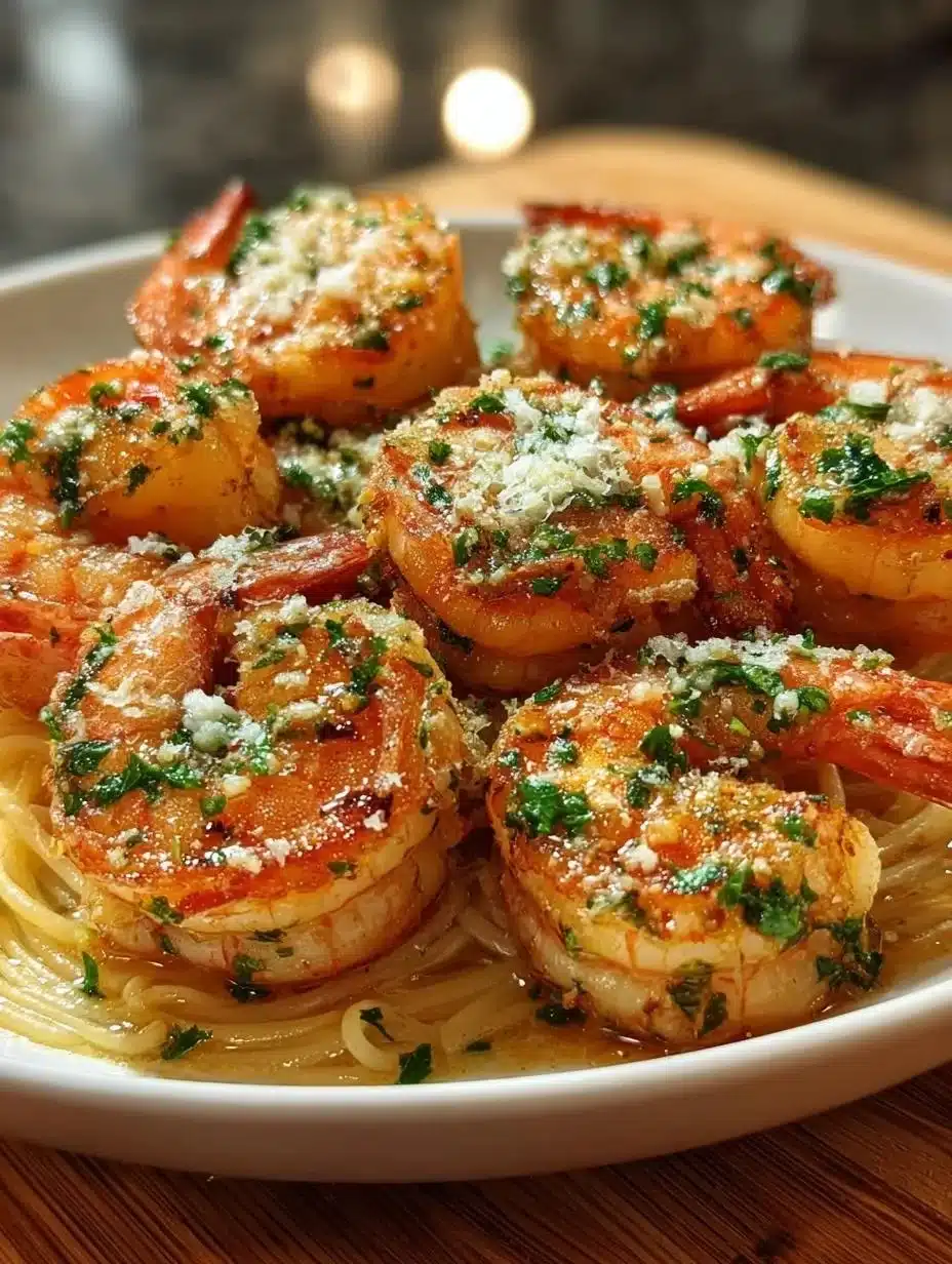 Delicious Shrimp Garlic Butter Angel dish topped with herbs and spices.