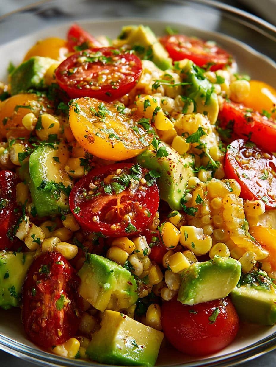 Delicious Avocado Tomato Corn Salad Recipe for Summer - Avocado Tomato Corn Salad - main visual representation
