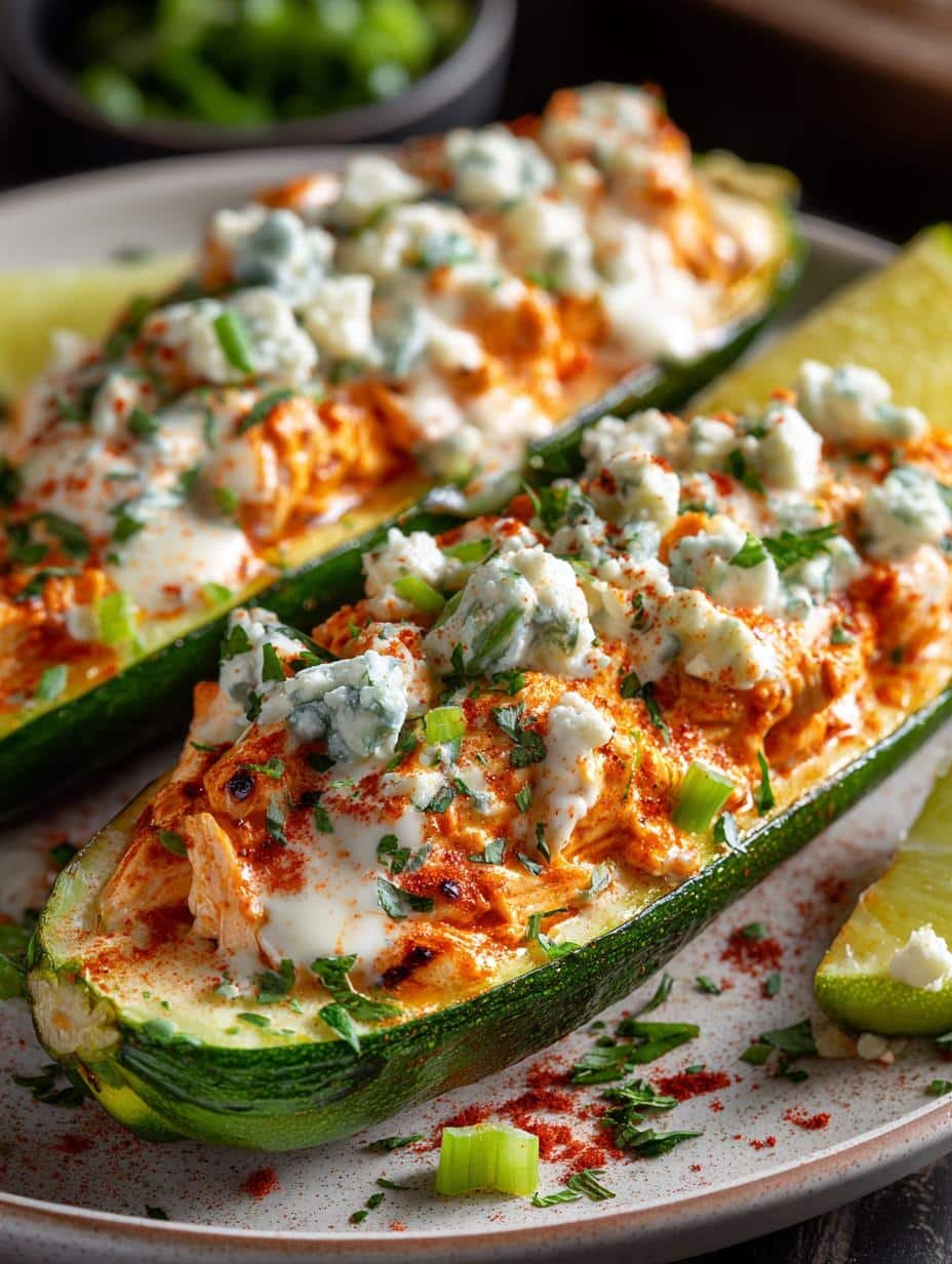Delicious Buffalo Chicken Zucchini Boats: 4 Ways to Enjoy 3 Delicious Buffalo Chicken Zucchini Boats: 4 Ways to Enjoy - Buffalo Chicken Zucchini Boats - additional detail