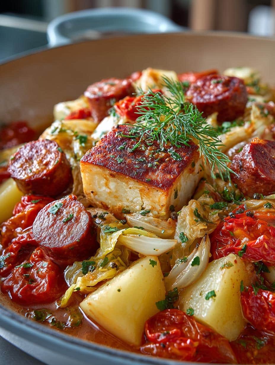 Hearty Cabbage Potatoes Sausage Tomato for Comfort - Cabbage Potatoes Sausage Tomato - additional detail