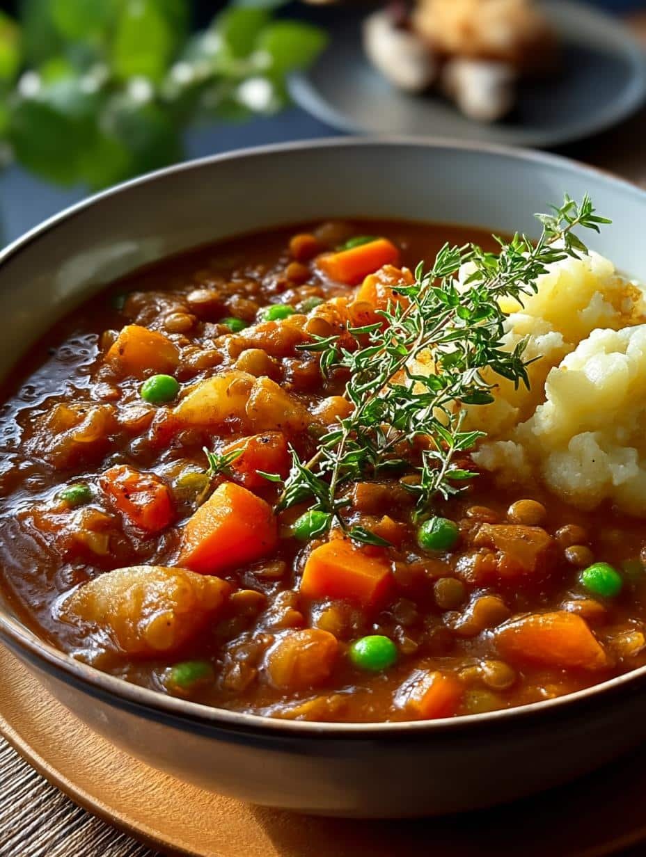 Comforting Lentil Stew with Creamy Mashed Potatoes - Comforting Lentil Stew with - main visual representation