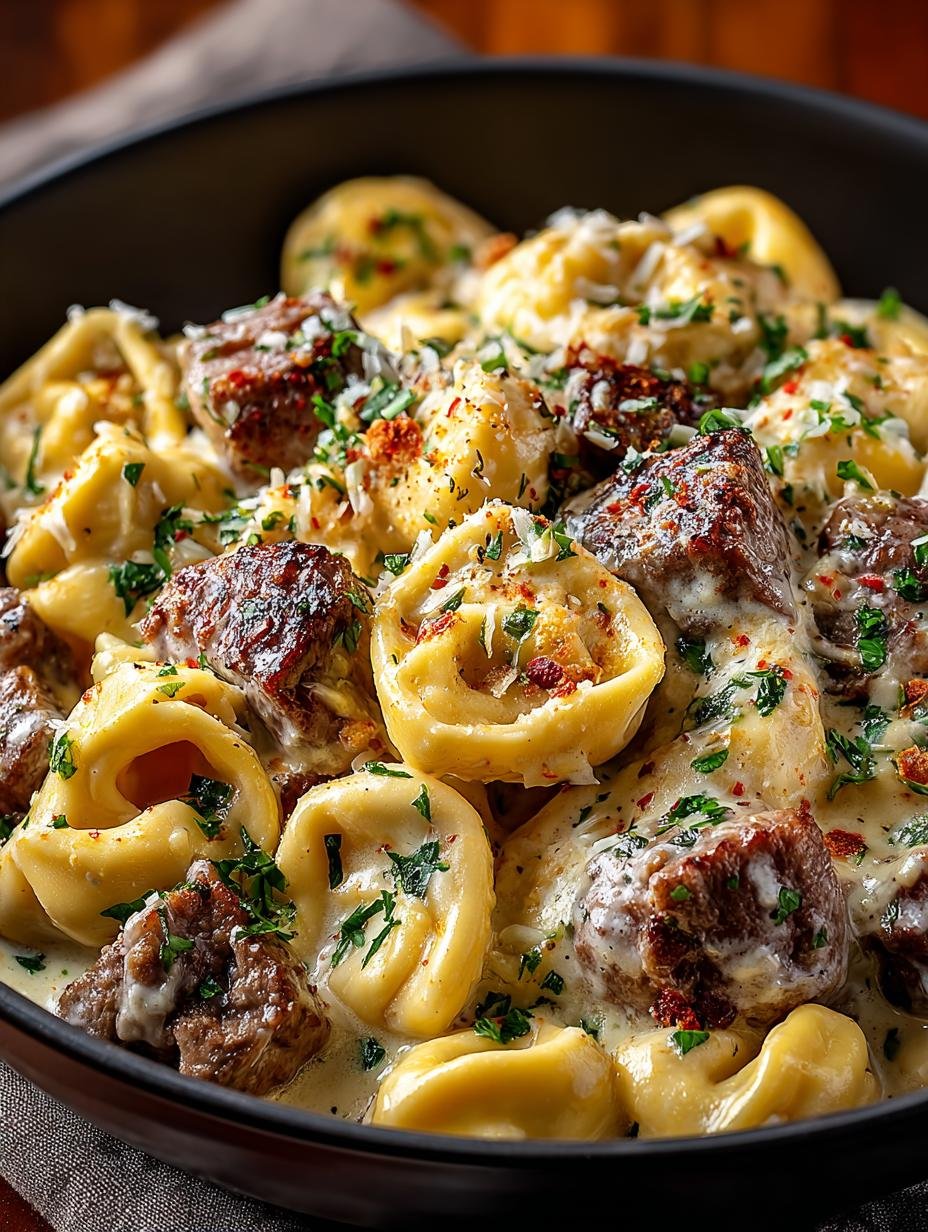 Creamy Cheesesteak Tortellini Delight: 30-Minute Comfort Food - Creamy Cheesesteak Tortellini Delight - main visual representation