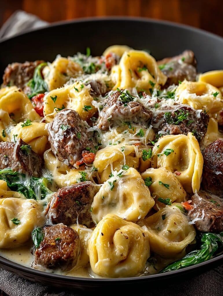 Creamy Cheesesteak Tortellini Delight