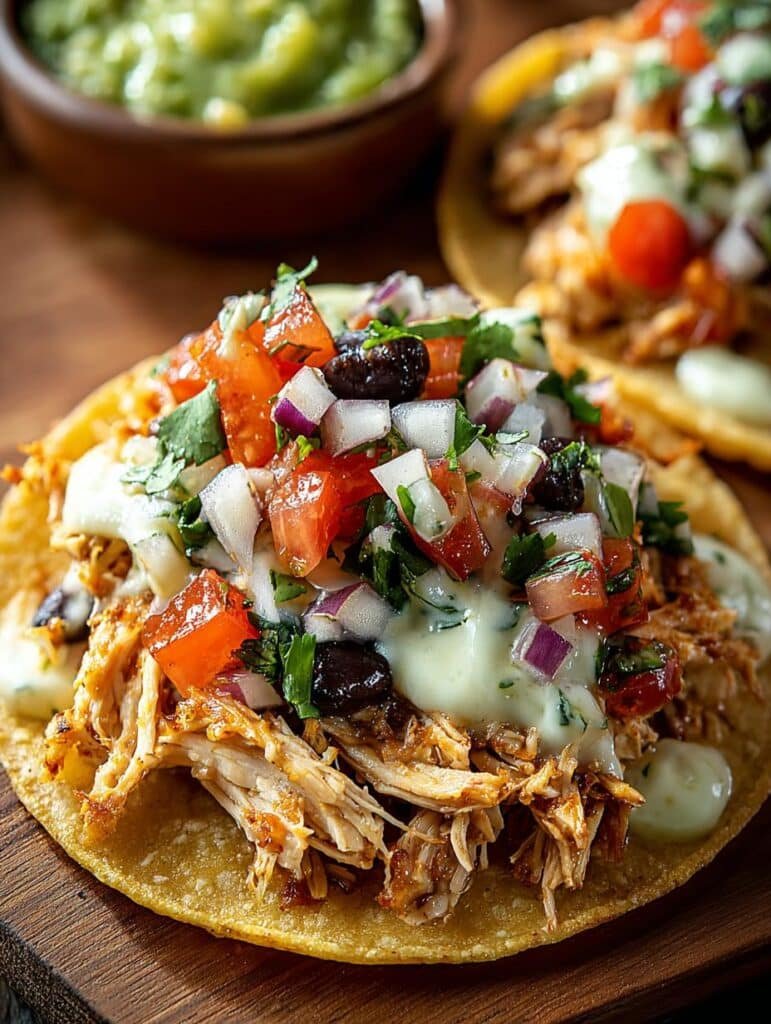 Flavorful Shredded Chicken Tostadas