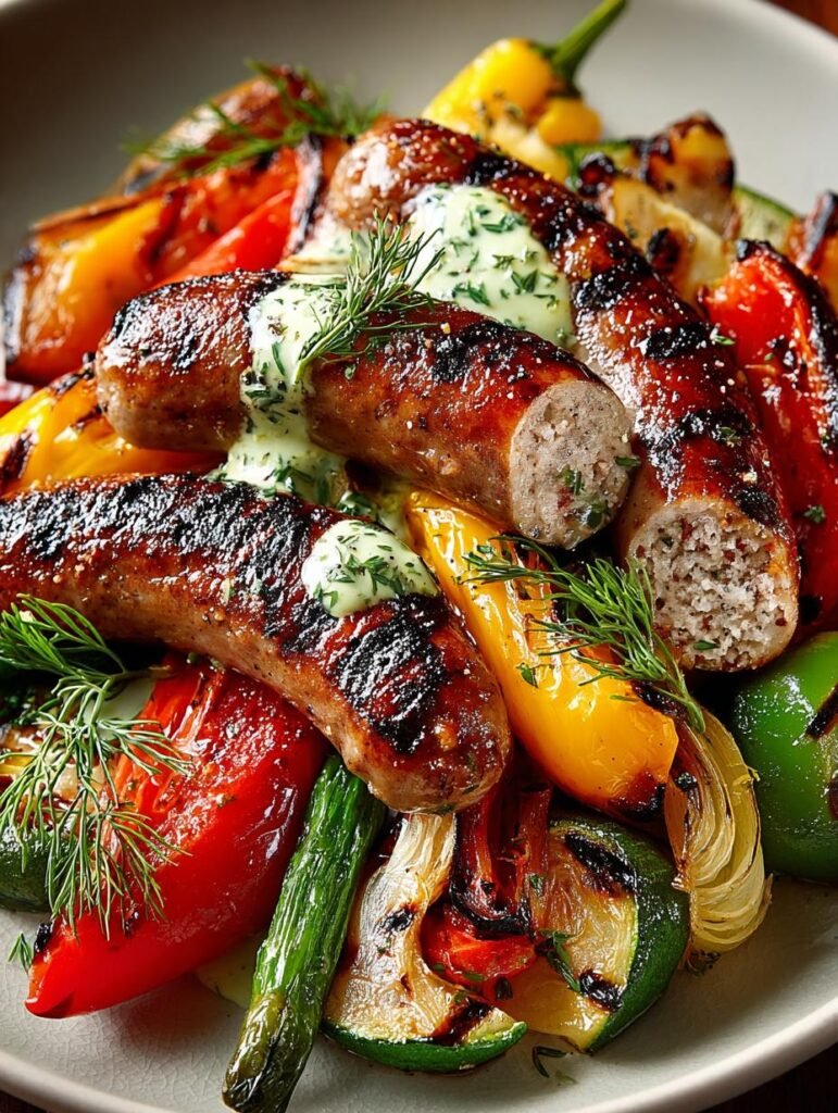 Grilled Sausage Vegetables with