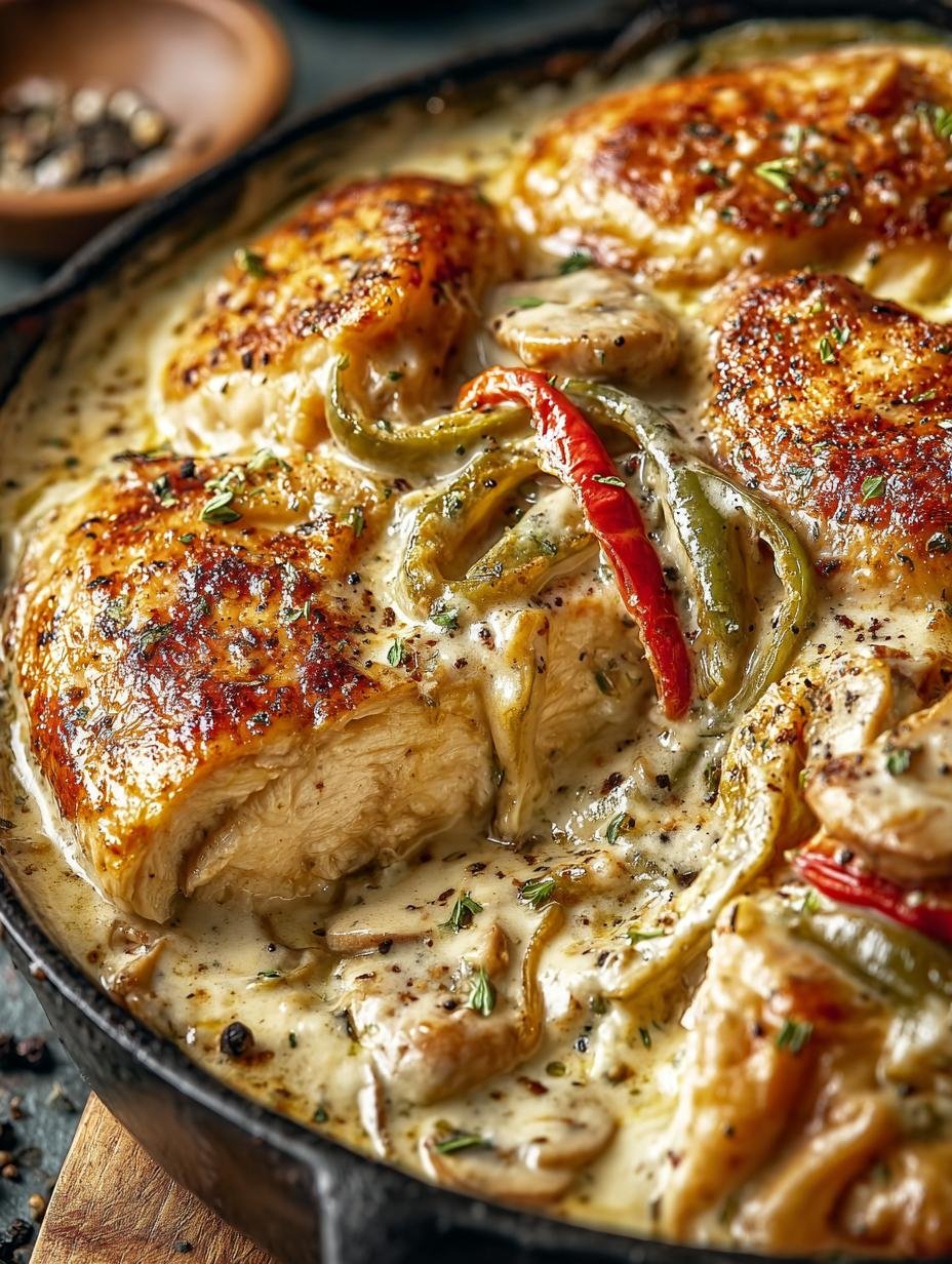 Irresistible One Pan Creamy Pepperoncini Chicken Recipe - Irresistible One Pan Creamy - main visual representation