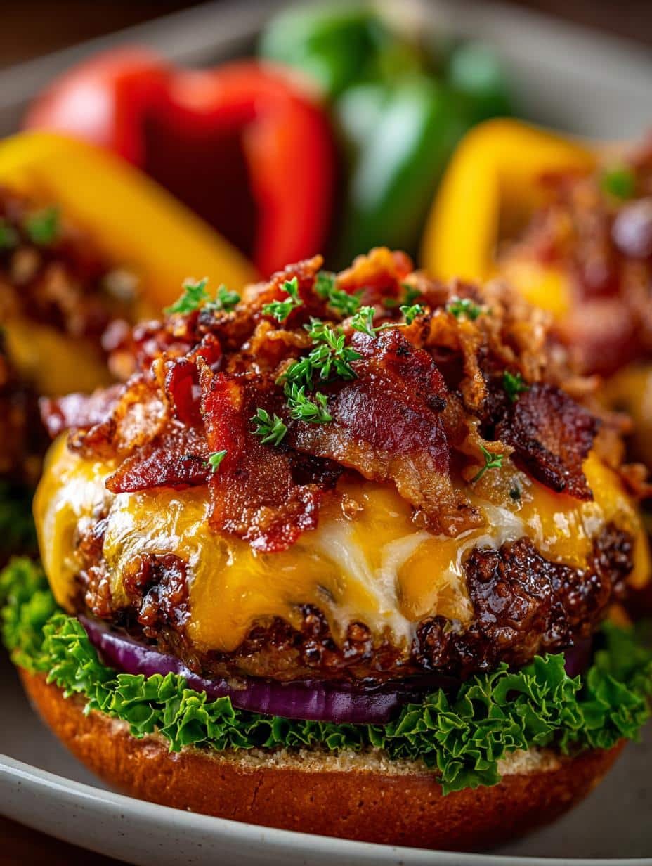 Mushroom BBQ Bacon Cheeseburger: The Ultimate Flavor Combo 3 Mushroom BBQ Bacon Cheeseburger: The Ultimate Flavor Combo - Mushroom Bbq Bacon Cheeseburger - additional detail