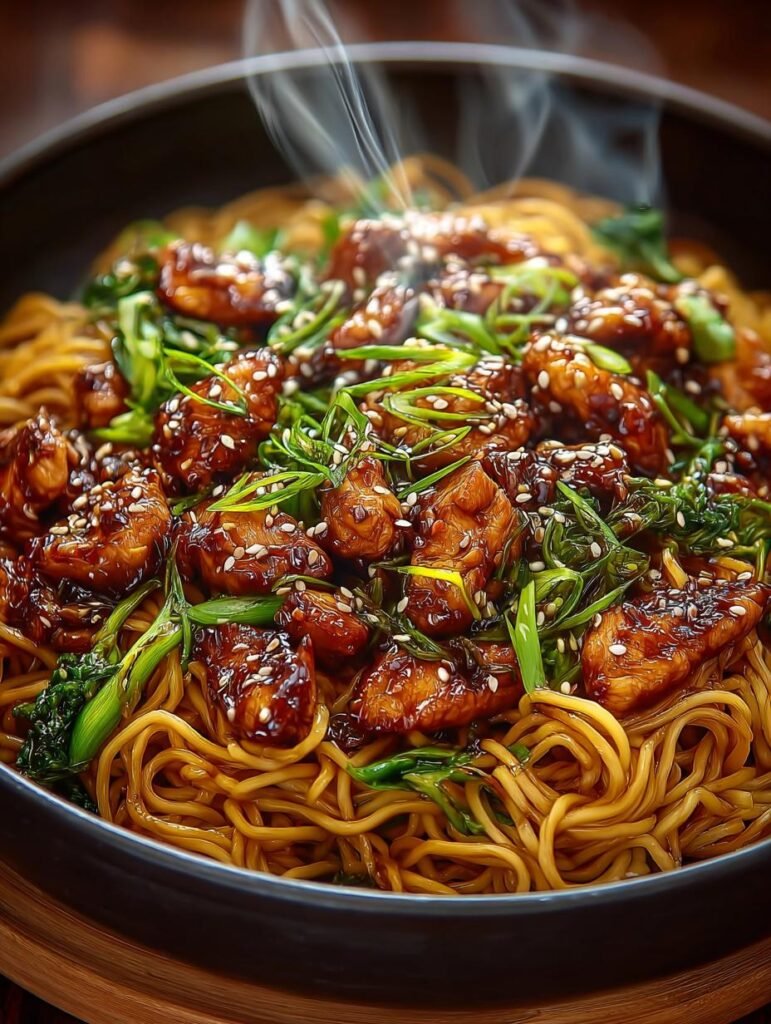 Sticky Garlic Chicken Noodles