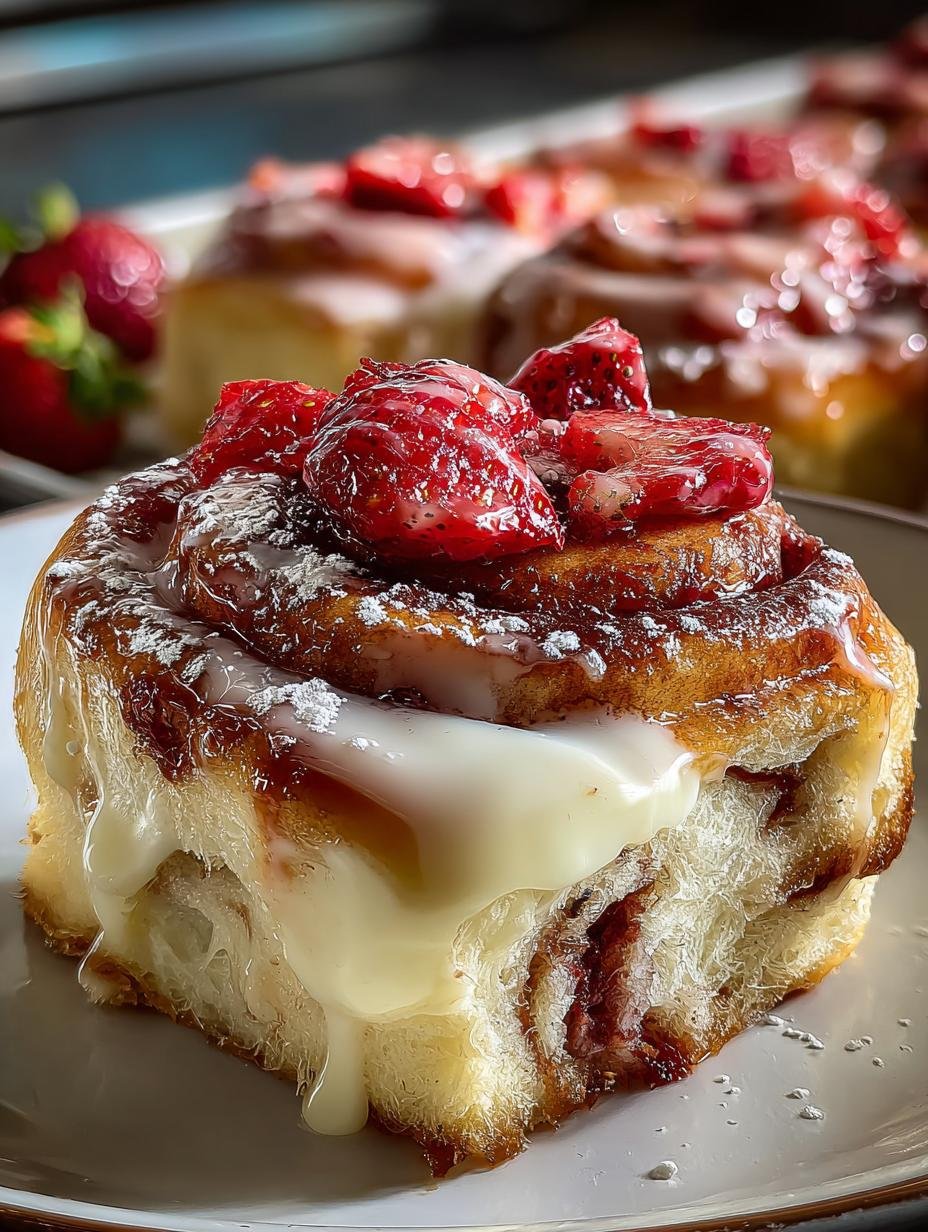 Delicious Strawberry Cheesecake Cinnamon Rolls Recipe - Strawberry Cheesecake Cinnamon Rolls - main visual representation
