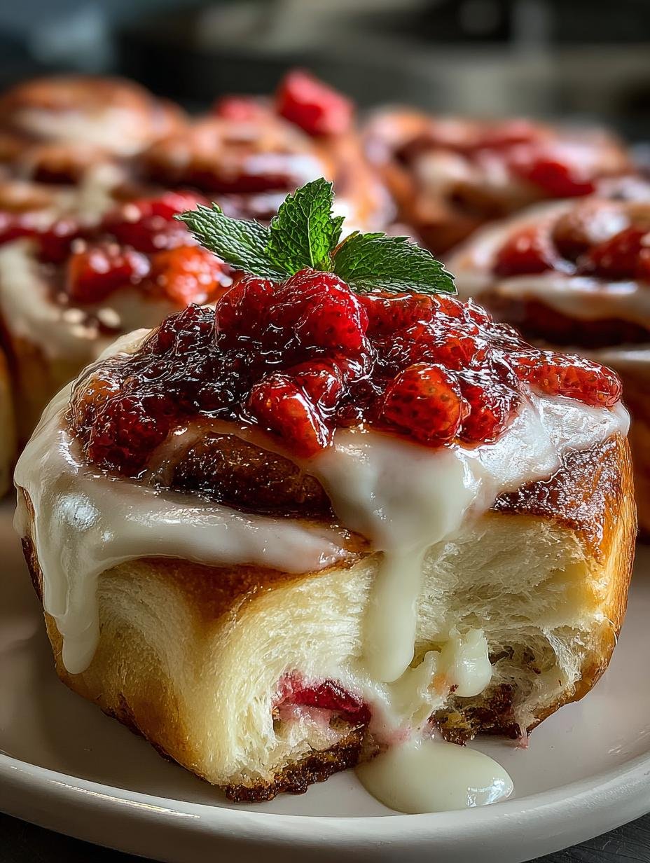 Delicious Strawberry Cheesecake Cinnamon Rolls Recipe - Strawberry Cheesecake Cinnamon Rolls - additional detail