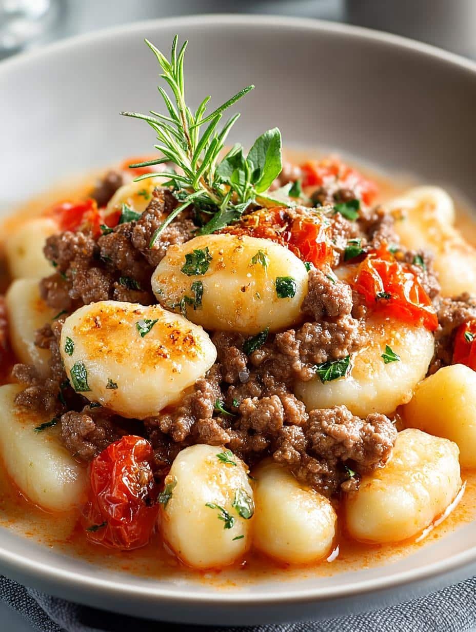 Savory Ground Beef Gnocchi: 5 Steps to Comfort 2 Savory Ground Beef Gnocchi: 5 Steps to Comfort - Savory Ground Beef Gnocchi - main visual representation