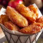 Air fryer cinnamon apple wedges served in a bowl
