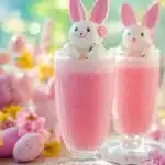 Bright and colorful Easter Bunny Punch in a festive glass.