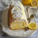 Delicious Lemon Cream Swiss Roll dessert on a plate