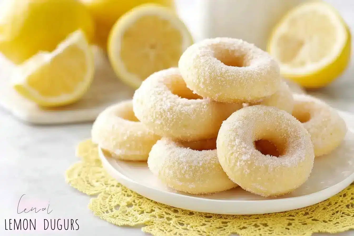 Delicious lemon sugar baked donuts on a cooling rack