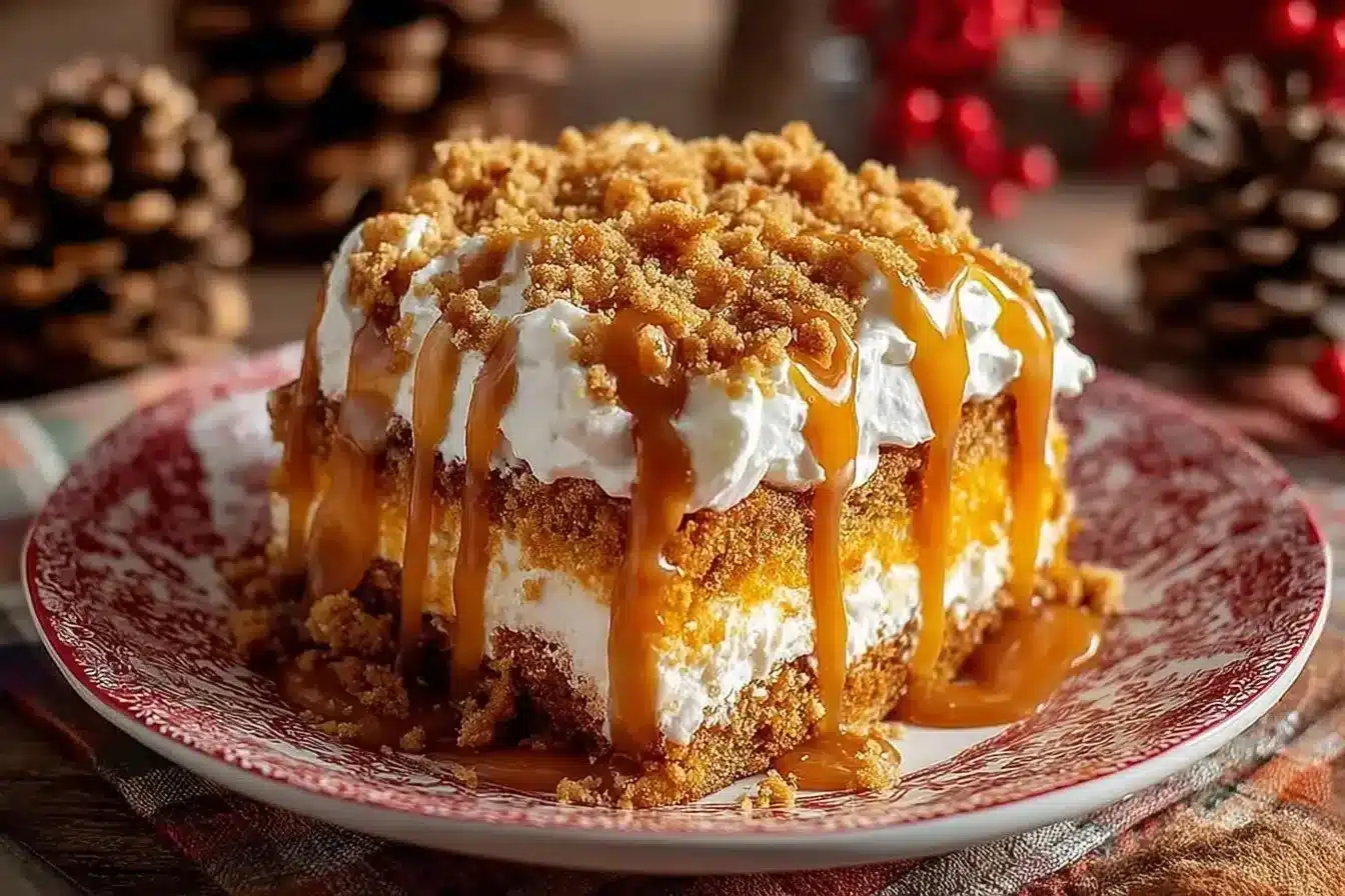 Pumpkin Better Than Sex Cake 1 Delicious slice of Pumpkin Better Than Sex Cake topped with whipped cream