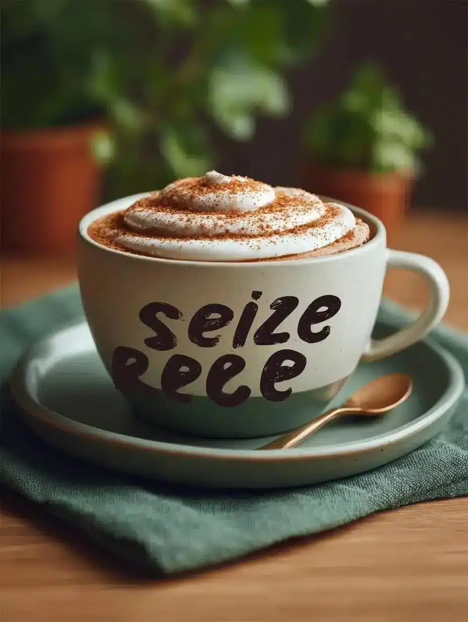 Cinnamon Brown Sugar Coffee — Cozy Morning Brew Recipe 1 A warm cup of Cinnamon Brown Sugar Coffee on a wooden table with cinnamon sticks.