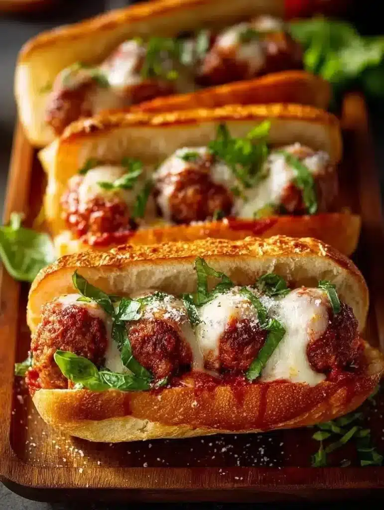 Classic Italian meatball sub with rich sauce and melted cheese