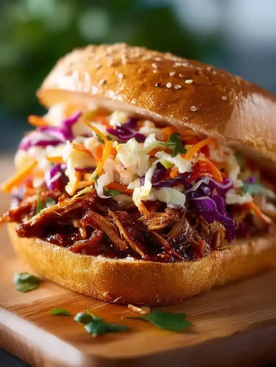 Smoky pulled jackfruit sandwiches served with BBQ sauce and fresh toppings