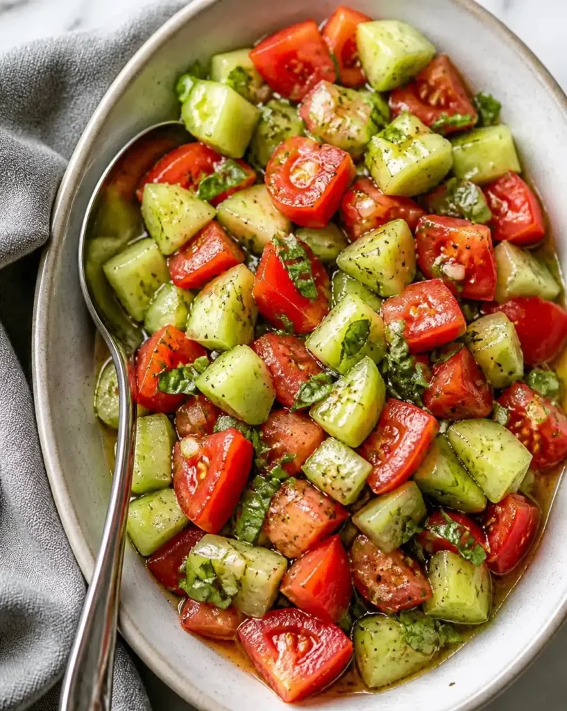 Fresh Cucumber Tomato Salad with vibrant colors and healthy ingredients