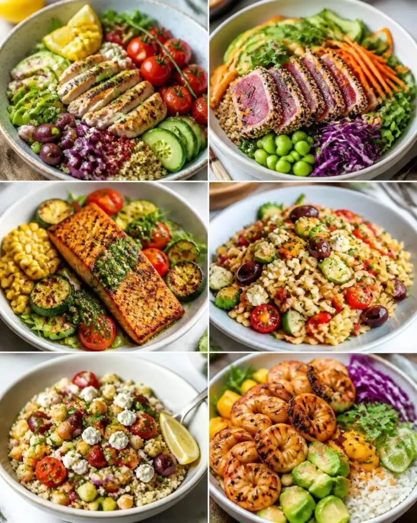 A colorful quinoa and black bean salad served in a bowl with fresh vegetables.