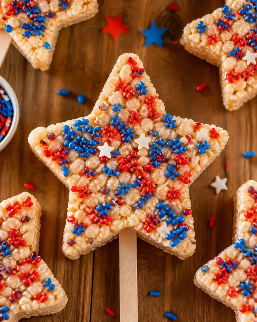 Delicious Stars and Stripes Crunch patriotic cereal treats for celebrations